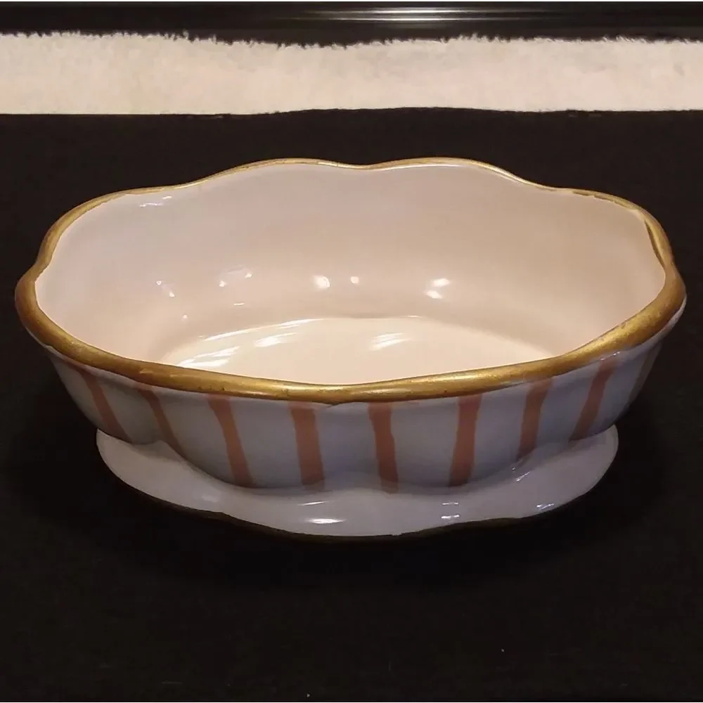 Orange & White Striped Candy or Trinket Dish